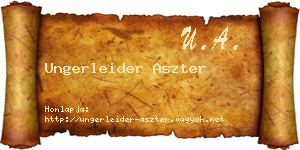 Ungerleider Aszter névjegykártya